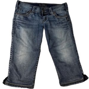 Silver Jeans McKenzie Flap Low Rise Crop Blue Jeans SZ 29